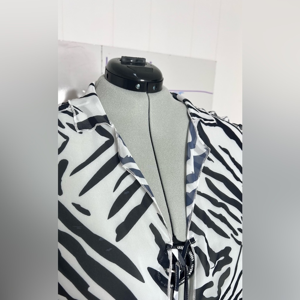Fashion Nova Zebra Print Sheer Blouse - Picture 10 of 10